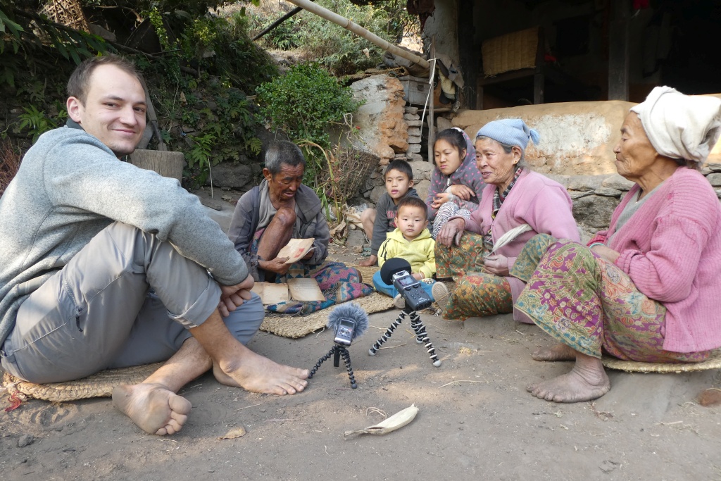 Mewahang speakers of different generations with field linguist